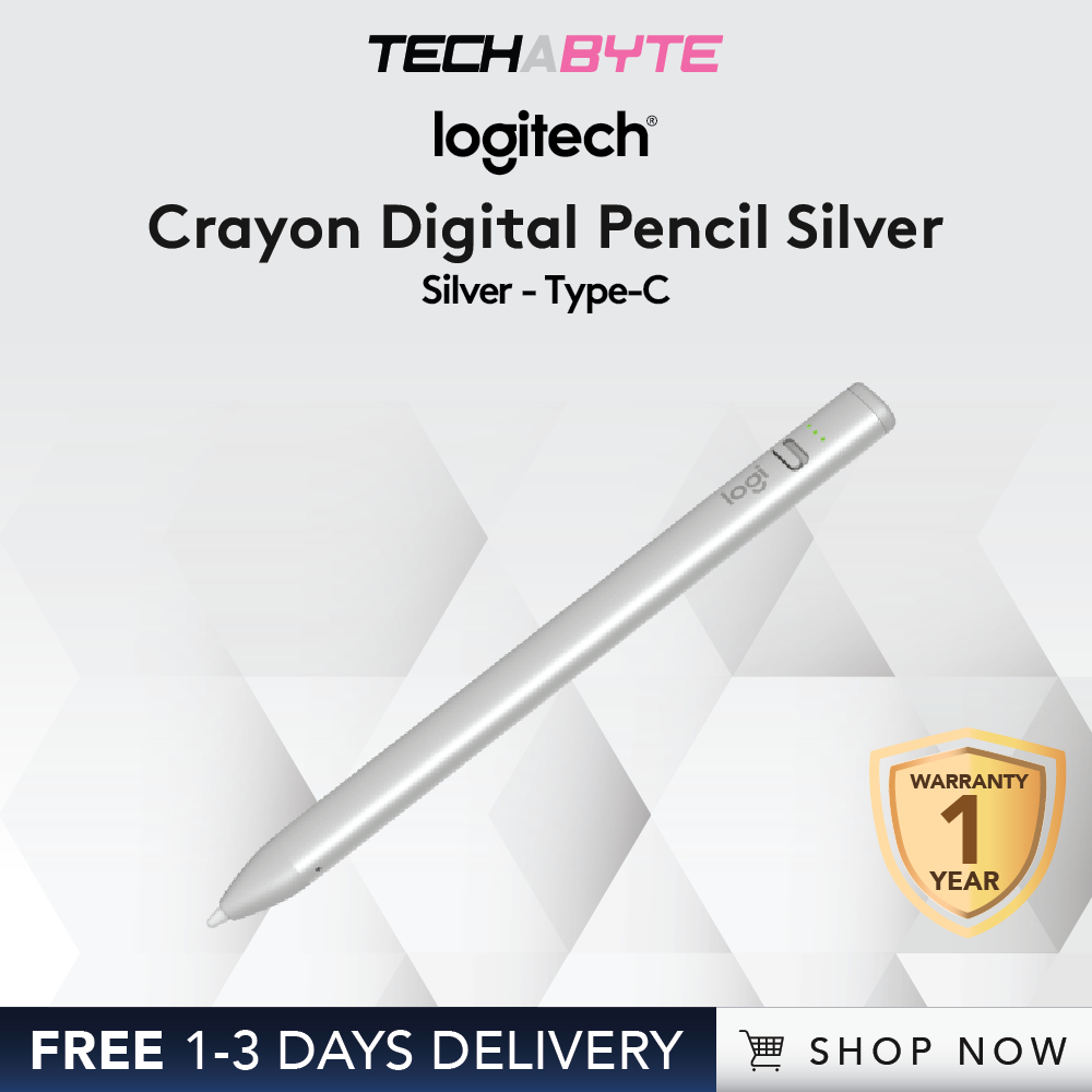Logitech Crayon Pixel-Precise Digital Pencil for iPad in Silver