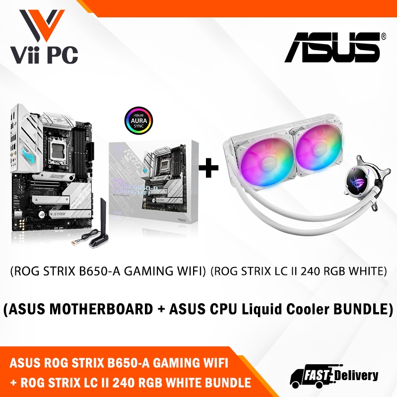 Asus Rog Strix Lc Ii 240 Argb Aio White Edition Cpu Liquid Cooler Rog Strix B650 A Gaming Wifi 2485