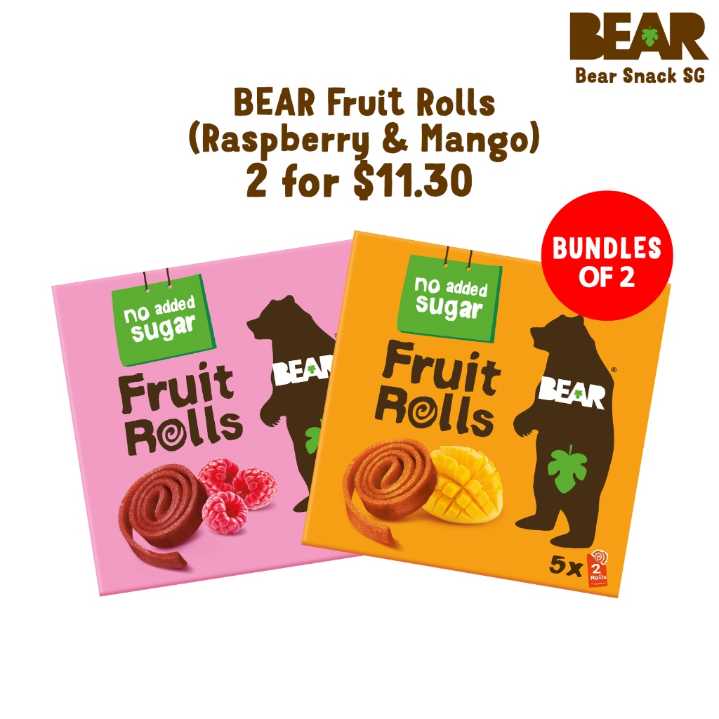 Bear Mixed Fruit Rolls 5s x 20g (Raspberry x1 & Mango x1) Shopee