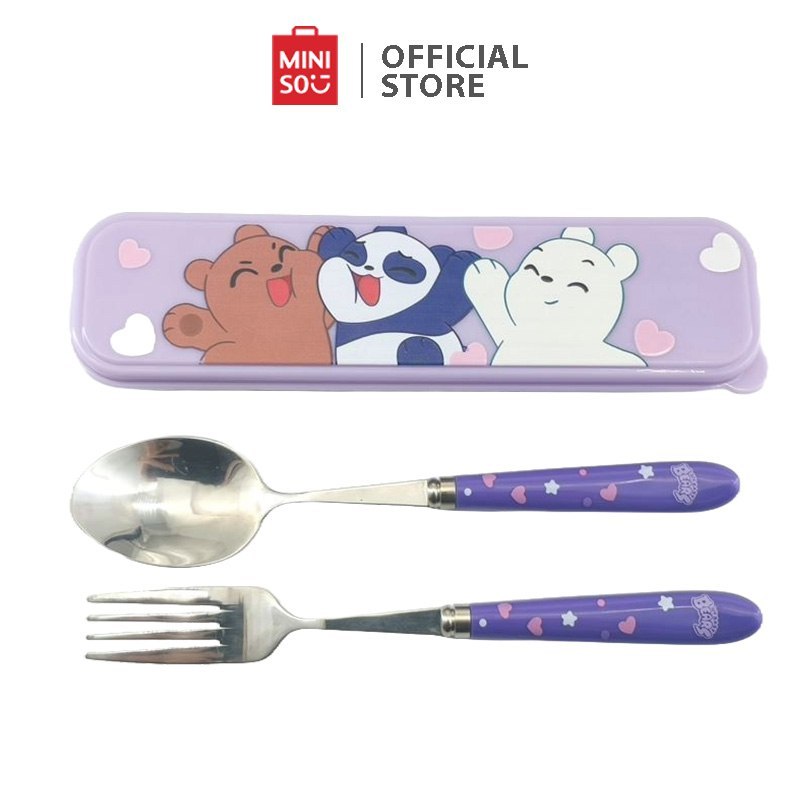 MINISO, We Bare Bears Baby Collection Flatware Set (Fork & Spoon) Shopee Singapore