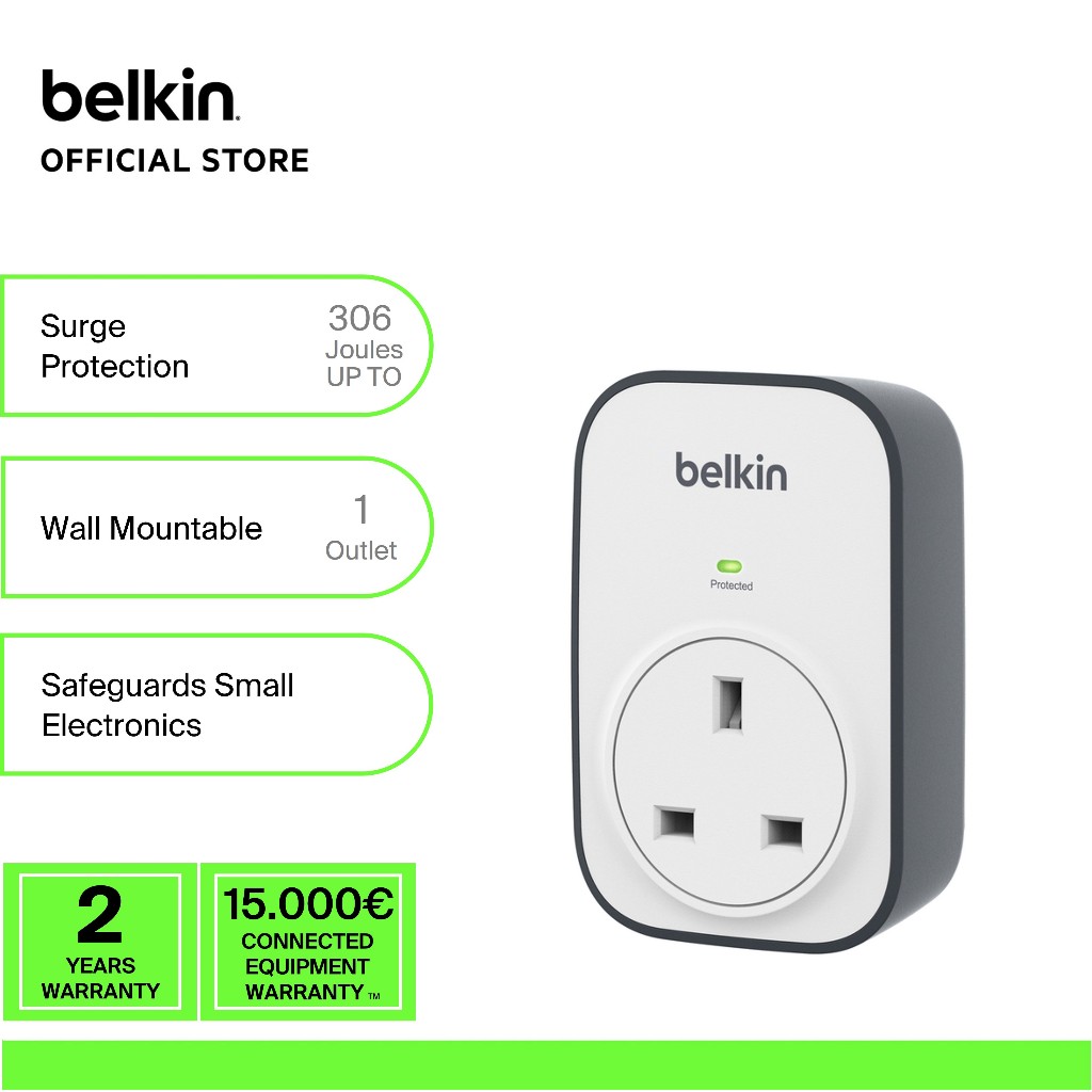 Belkin BSV102af SurgeCube 1 Outlet Surge Protector | Shopee Singapore