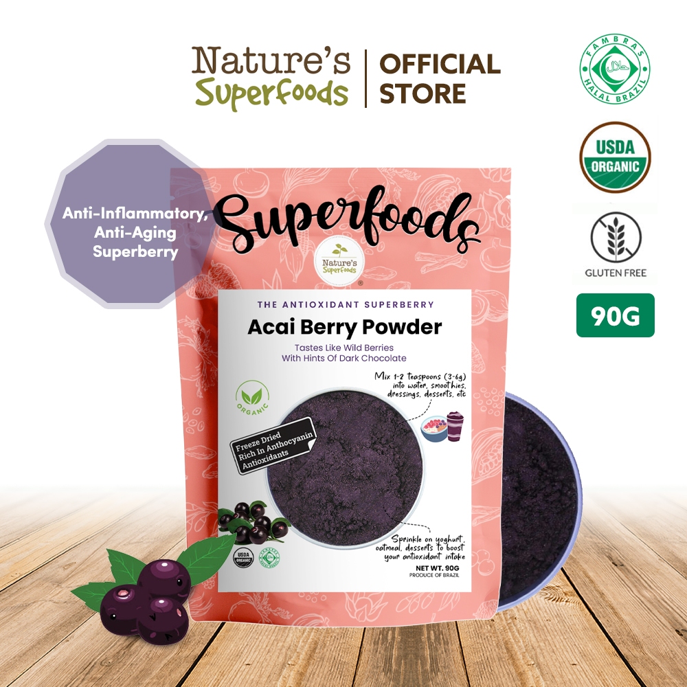 Nature's Superfoods Organic Acai Berry Powder Freeze-Dried 90g l High ...