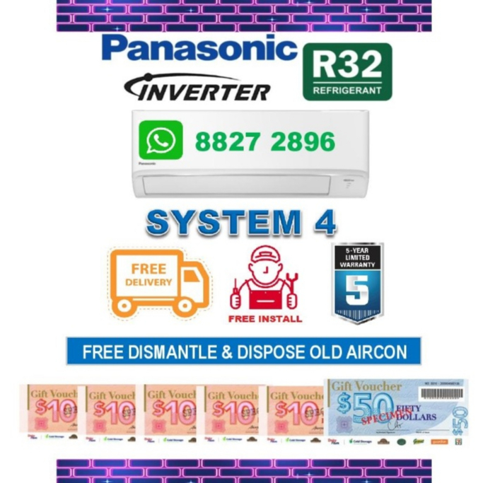***FREE GIANT VOUCHER***Panasonic [R32] System 4 Air Cond + FREE