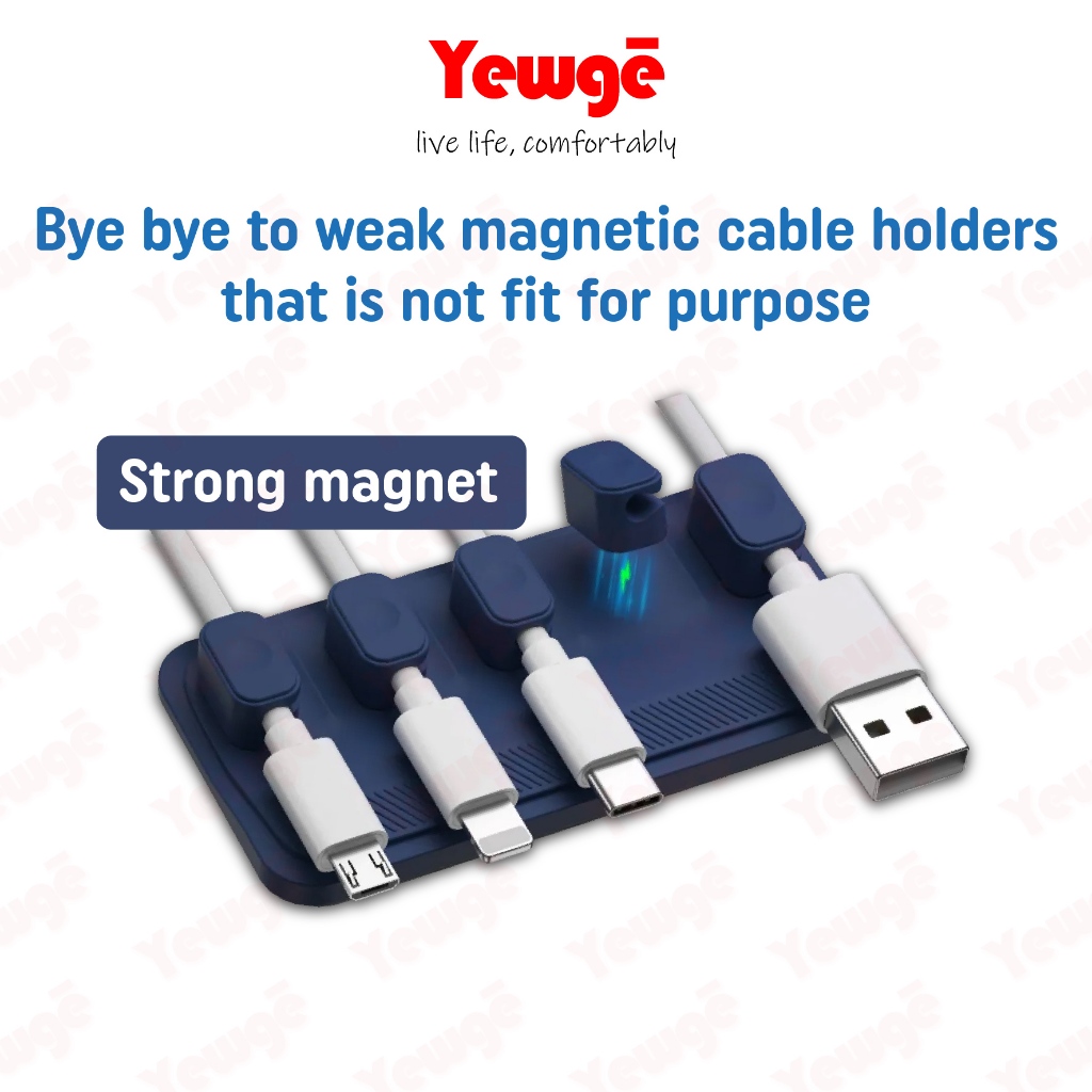 Strong Cable Holder and Organiser with Wide Base for Desktop & In Car Cable Management