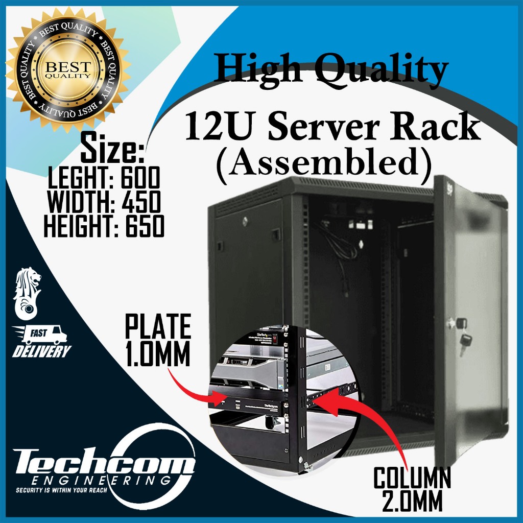 TC-12U-600G / 12U Wall Mount Server Rack for CCTV IP Camera | Network ...
