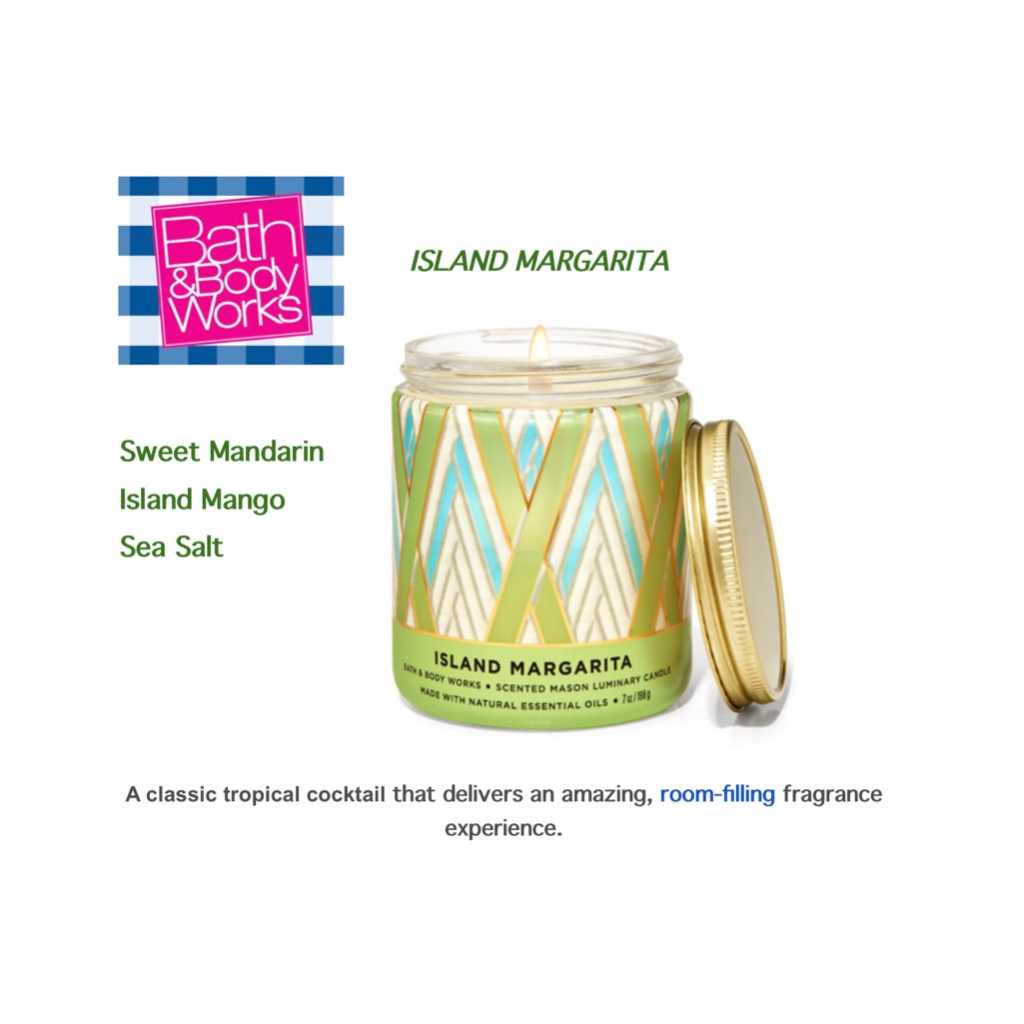 AUTHENTIC ISLAND MARGARITA Bath and Body Works Single Wick Candle 198g