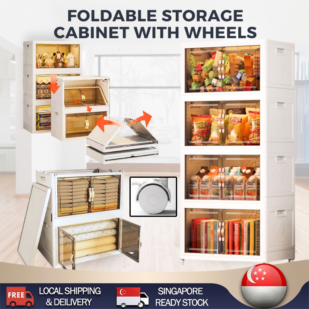 【READY STOCK】Folding Storage Box Cabinet Wardrobe Transparent Double ...
