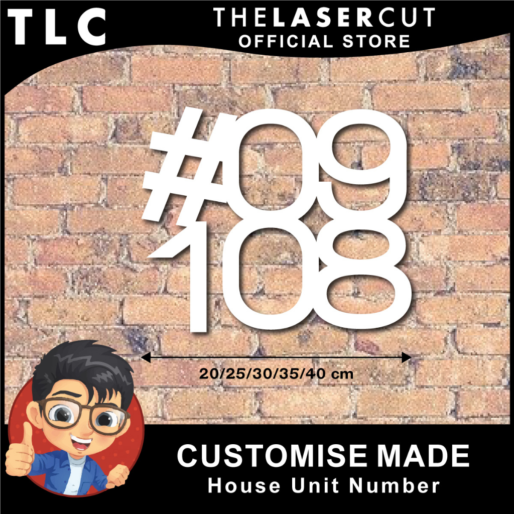 House Unit Number Signage Laser Cut with Acrylic Unit Number Customise ...