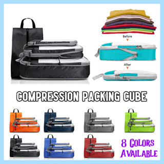 Hodo SG Store 4pcs Foldable Travel Compression Packing Cube Set for  Suitcases 3 Compressible Packing Cubes & 1 Shoe Bag