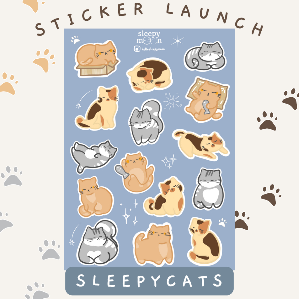 Sleepycats Sticker Sheet | aesthetic cute kawaii bullet journal ...