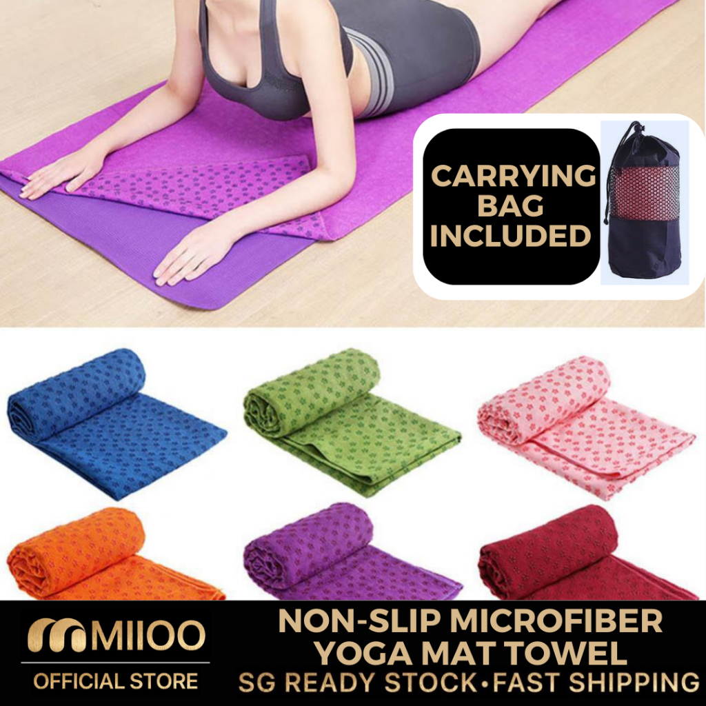 Non-Slip Microfiber 183*61cm Yoga Mat Towel With Carrying Bag Grip Dots  Sweat Absorbent Gift Set Yoga, Pilates.
