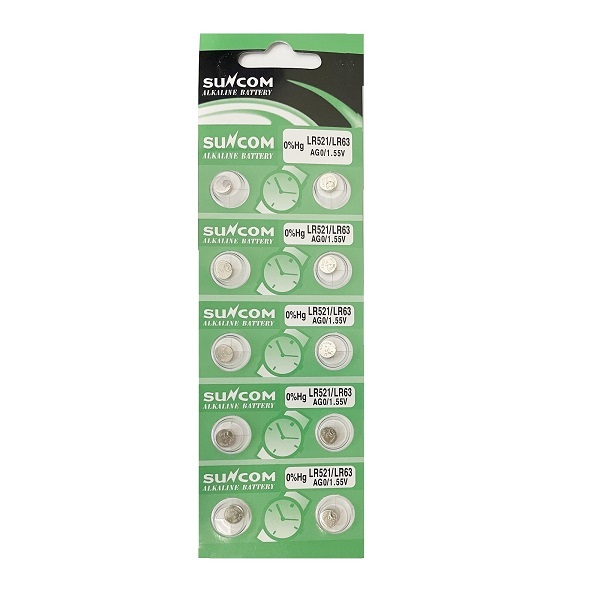 [SG] SUNCOM AG0 SR521SW LR521 379 Alkaline Button Battery (10 Pieces ...