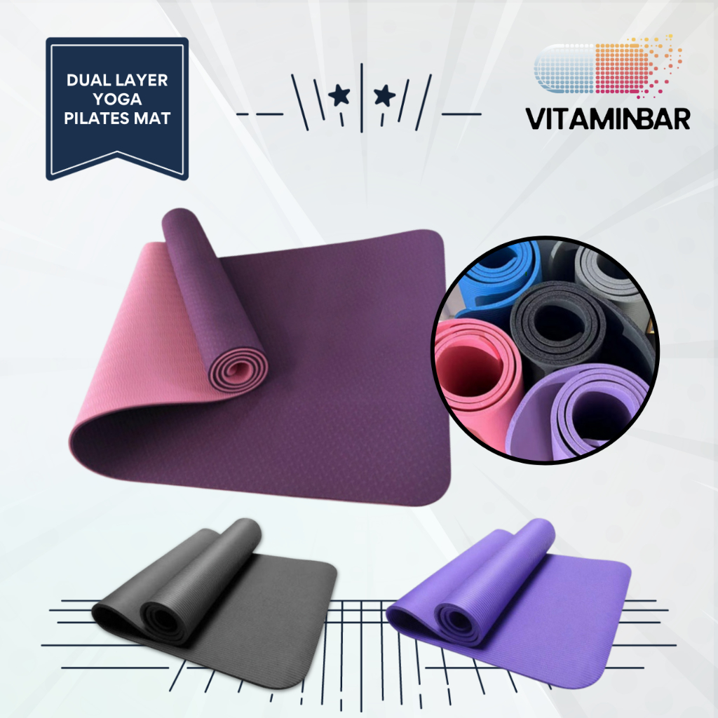 Non Slip Yoga Pilates Mat 181x61x0.6cm Dual Layer Non Toxic Home Workout Shopee Singapore