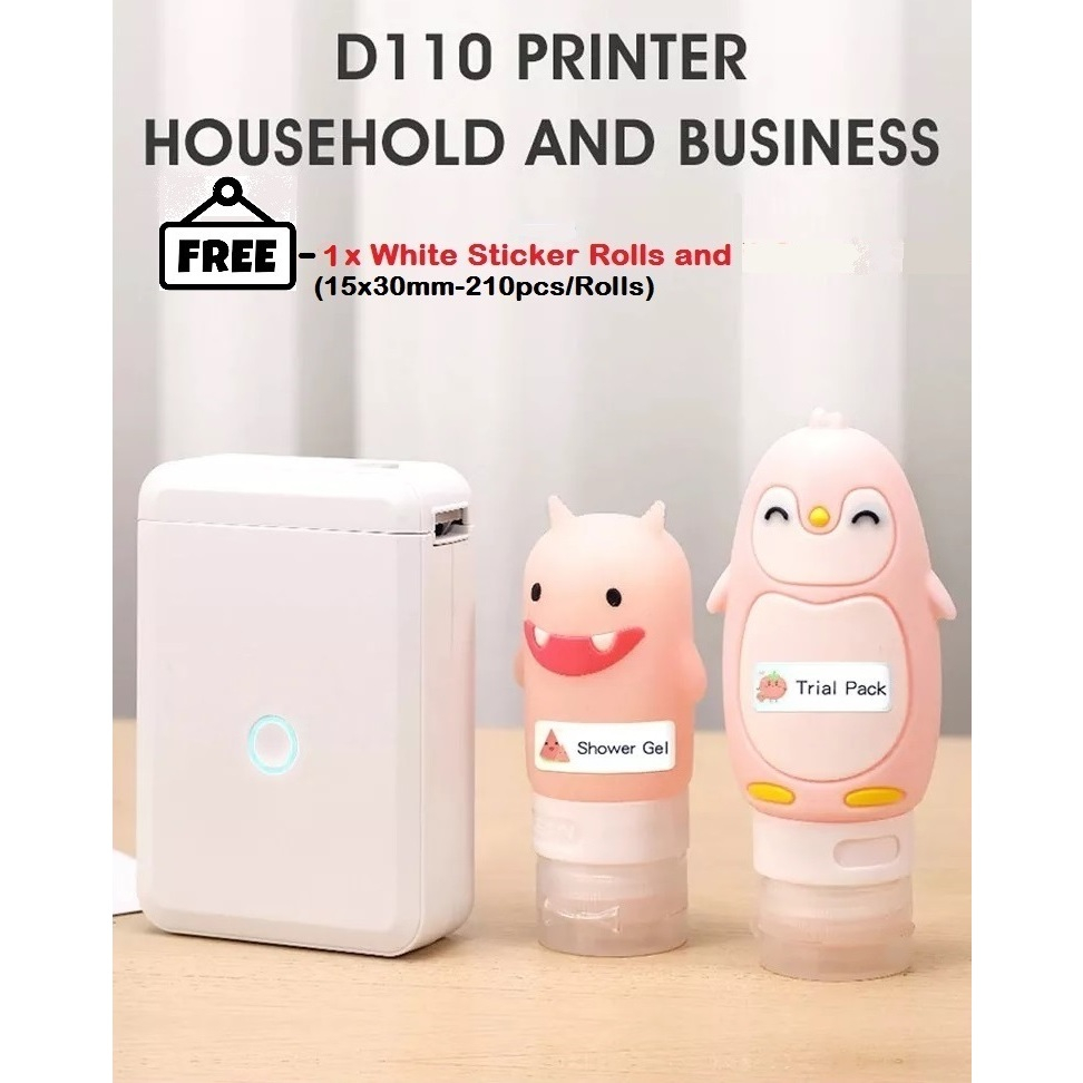 D110 Inkless Label Printer, Portable Wireless Bluetooth Thermal Label ...
