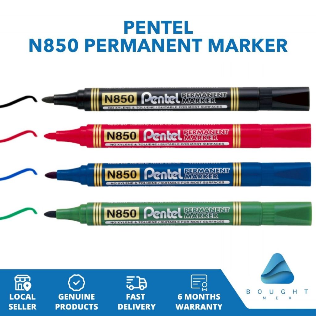 Pentel N850 Permanent Marker Bullet Tip, Waterproof Fade, Resistant