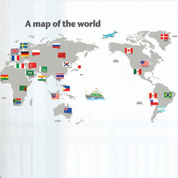 World Map for Office Wall Sticker for Modern Home, Nursery Room Wall ...