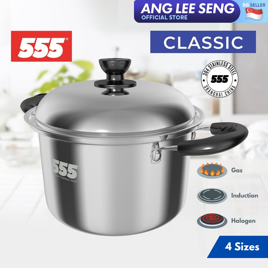 555 Classic Stainless Steel Cooking Pot 304 Stainless Steel Suitable for Gas, Induction