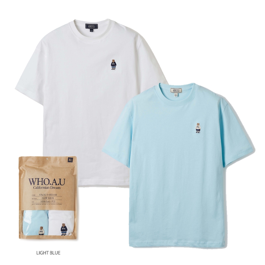 WHO.A.U] Steve 2PACK Solid T-shirts | WHRAE2351U | Shopee