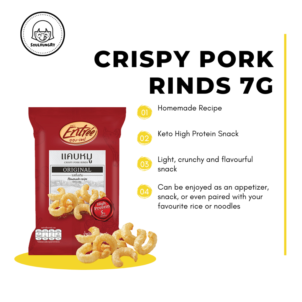 Entree Crispy Pork Rinds Original 7g | Keto Diet | High Protein ...