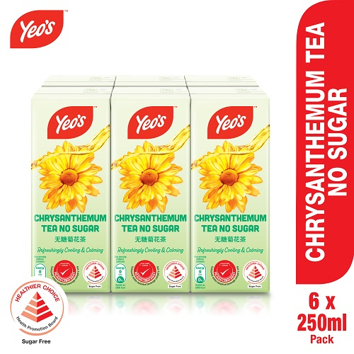 Yeo's Chrysanthemum Tea No Sugar Packet Drink 250Ml, (Pack Of 6) (Halal