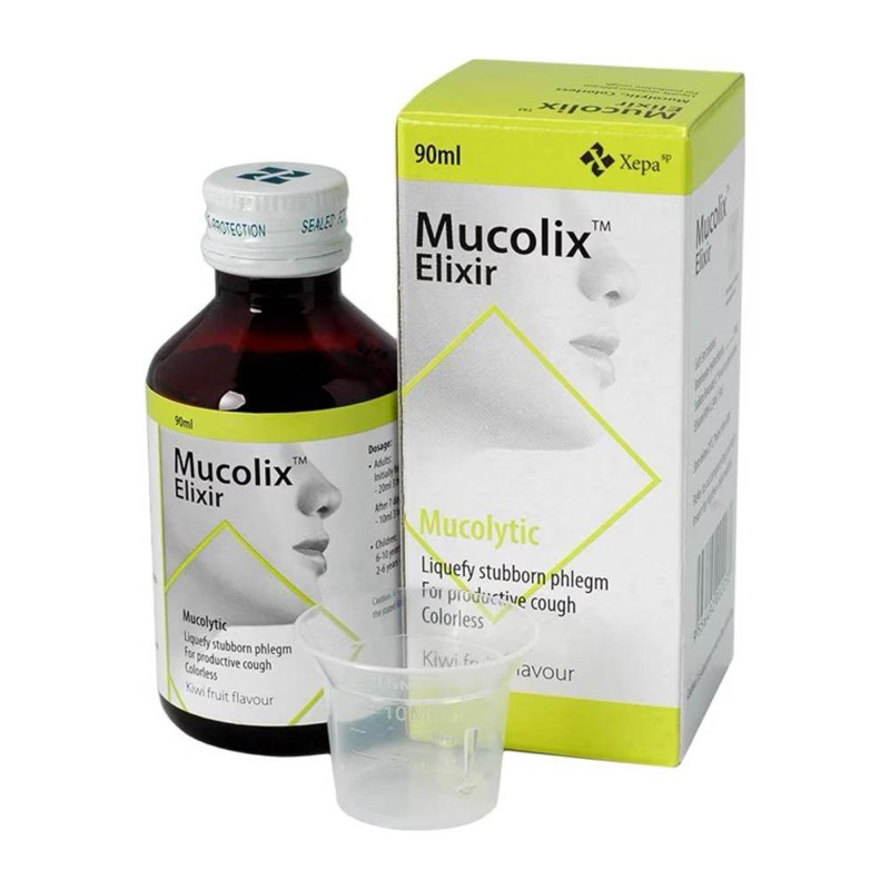 Mucolix Elixir Cough Syrup, 90ml Kiwi Flavour to Dissolve Stubborn