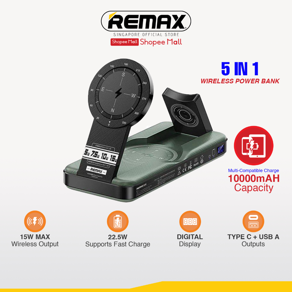 [Remax Energy] RPP-589 10000mAH Magneto Series 5-in-1 Folding Holder ...