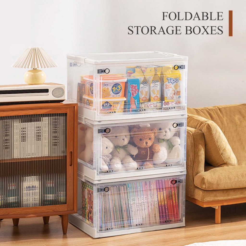 Transparent Foldable Stackable Storage Box Drawer Cabinet Plastic ...