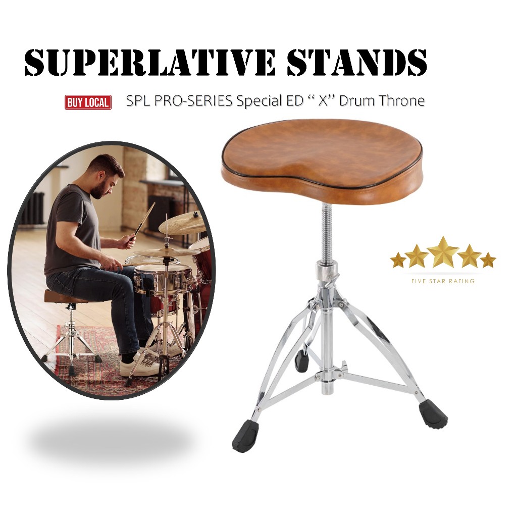 Drum Throne Drummer Stool Height Adjustable Heavy Duty Padded Seat ...