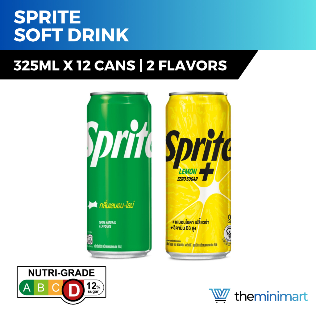 [Bundle of 12] Sprite Lemon Soft Drink 325ml - Original, Zero Sugar ...