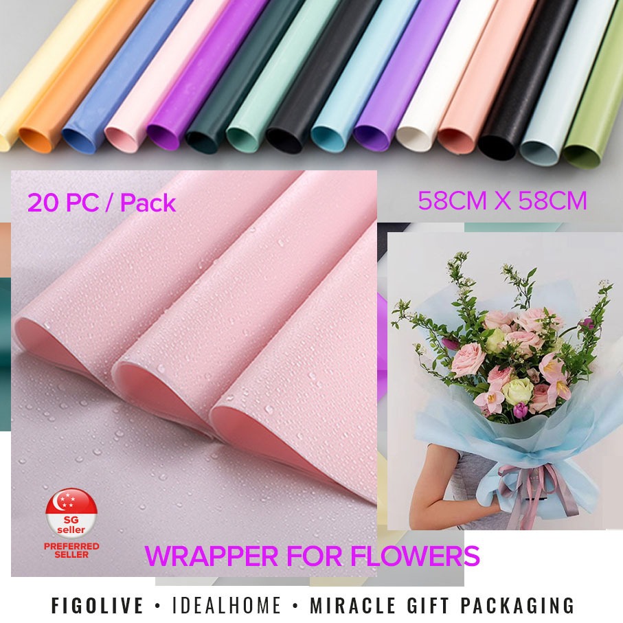 [SG Seller] 20pcs Korean Frosty Flower Wrapping Paper Rose Bouquet Wrapping Paper Valentines