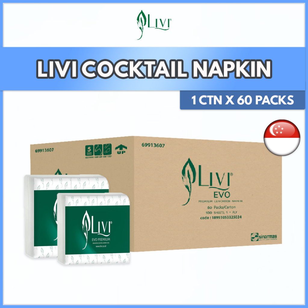 Livi Luncheon Cocktail Napkin 2ply (100 Sheets) Carton of 60 Napkin