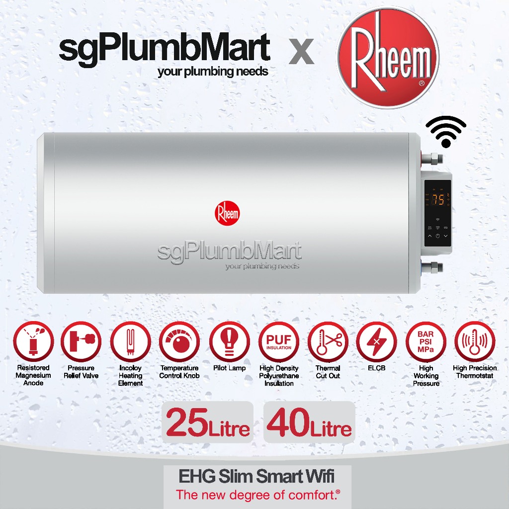 Rheem 25l   40l Ehg Slim Smart Wifi Classic Electric Storage Water 