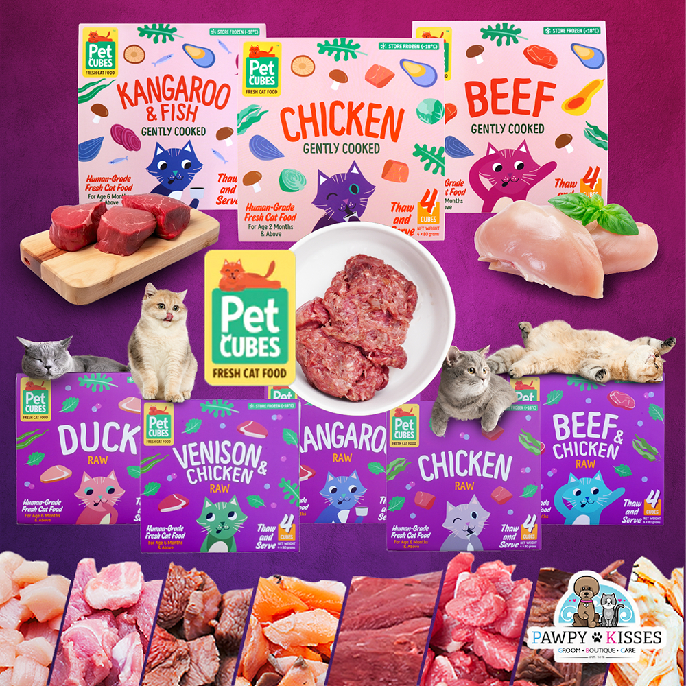 PetCubes Frozen Cooked or Raw Cat Food 16 Cubes x 80g Pawpy Kisses