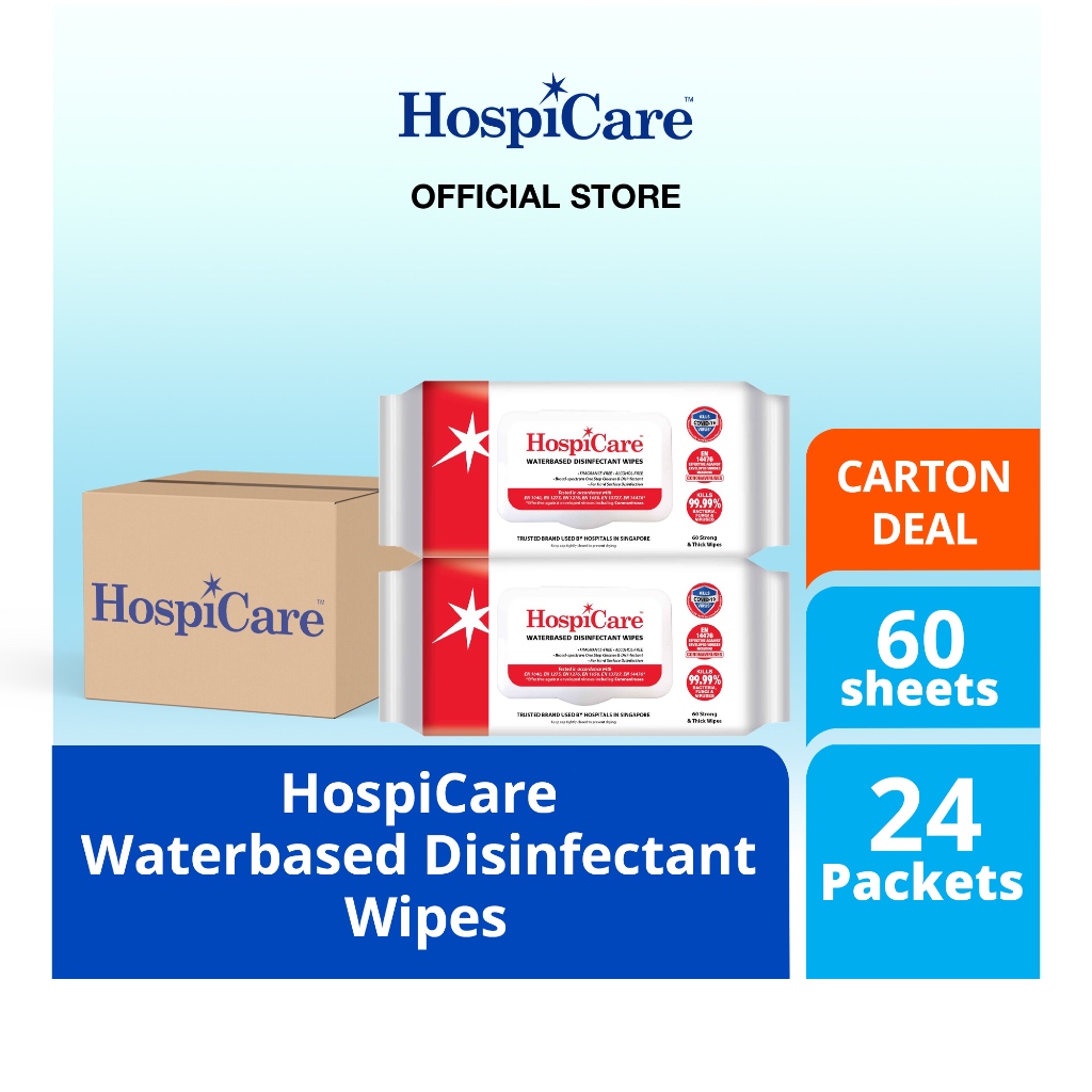 HospiCare Waterbased Disinfectant Wipes 60 Sheets (6 packets or carton deals) Shopee Singapore