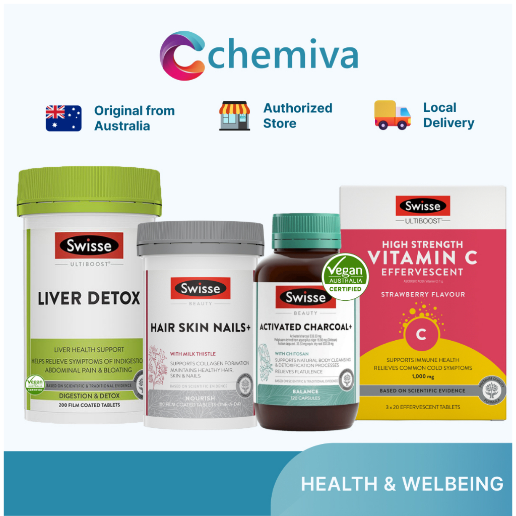 Swisse Vegan Vitamin and Supplement (Liver Detox, GrapeSeed, Vitamin C