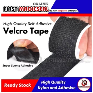 Velcro/Velcro tape, self-adhesive, thickness 2 cm, black, 25 m/ 1 pack