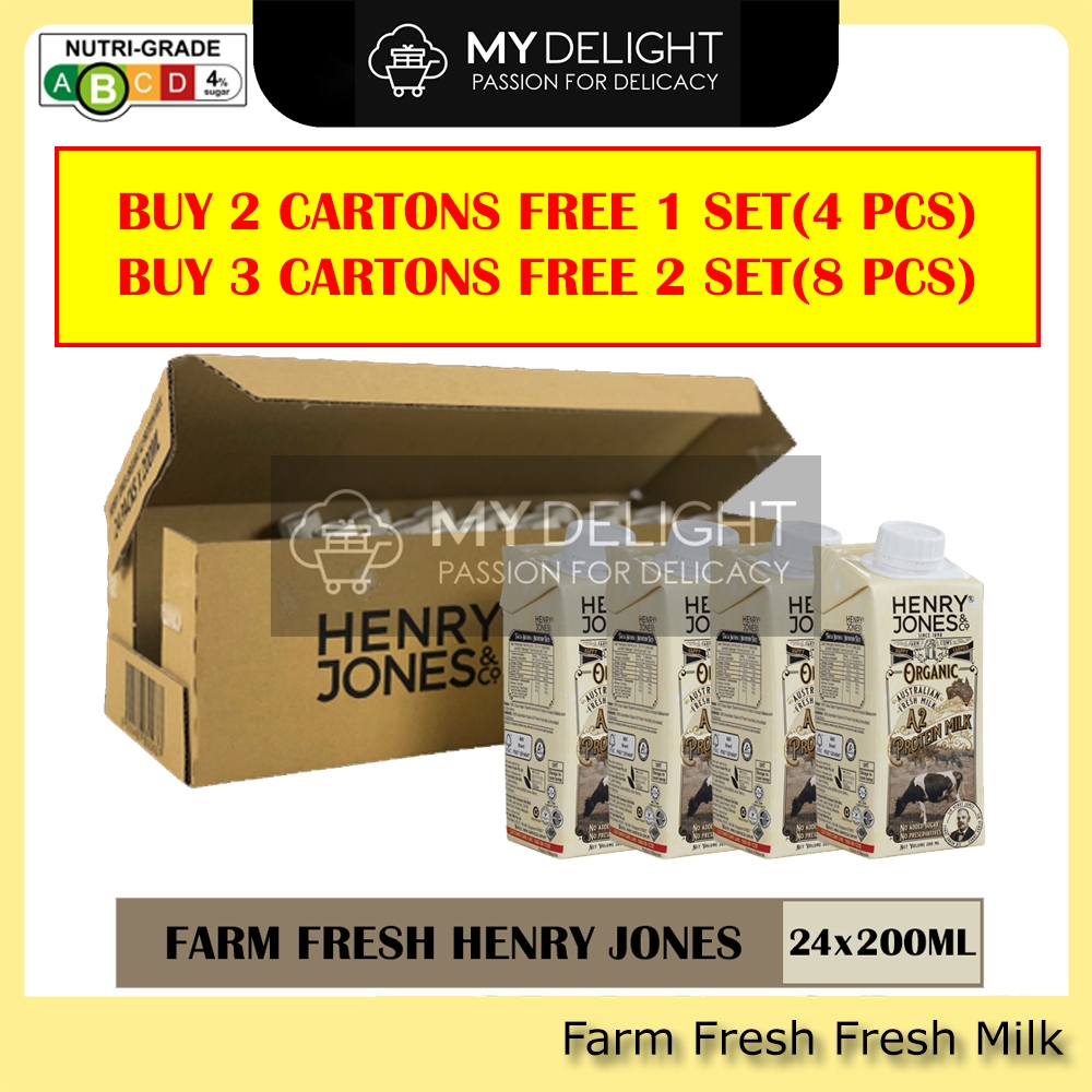 (24 x 200ml) Farm Fresh Henry Jones Organic Australian Fresh Milk ...
