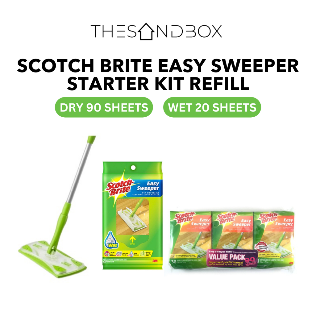 3M Scotch Brite Easy Sweeper Starter Kit Refill 90 Sheet Dry / 20 Sheet