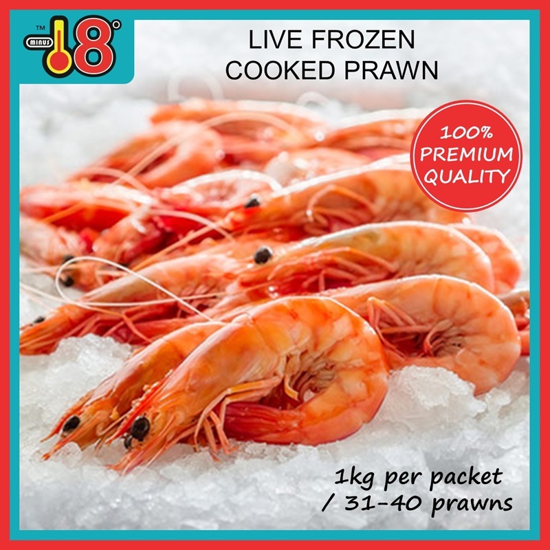 Live Frozen Cooked Prawn Vannamei White Shrimp 31 40 1kg Pkt Halal