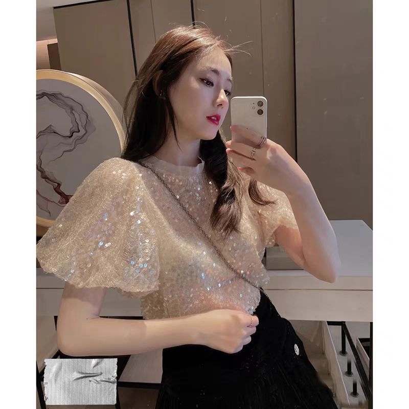 Gold Color Top Blouse Disco Blink | Shopee Singapore