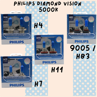  Philips Diamond Vision H4 Upgrade Car Headlight Bulbs 5000K  12342DVS2 (Pair) : Automotive