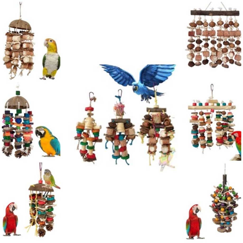 Medium & Large Parrot | Beak Chewing Toy | Tear & Destroy Solid Wood ...