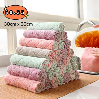 3PCS Kitchen daily dish towel, dish cloth, kitchen rag, non-stick oil,  thickened table cleaning cloth, absorbent scouring pad
