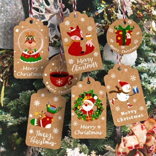 50Pcs Merry Christmas Gift Name Tags Christmas tree Hat Sticker