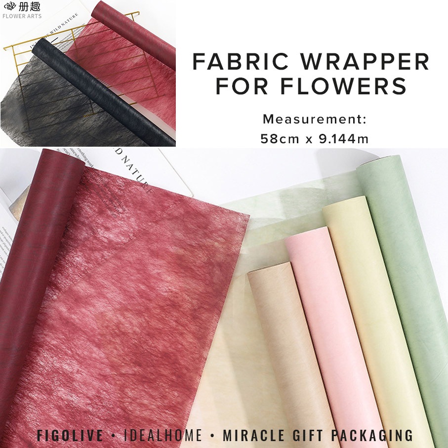 [SG Seller] 9 meter per roll Fabric Silky Flower Wrapping Paper Rose Bouquet Tissue / Cotton