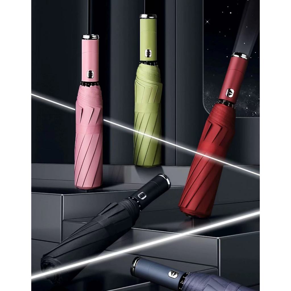 【SG】Automatic 10 Ribs Large Foldable Umbrella LED Flashlight Anti UV ...