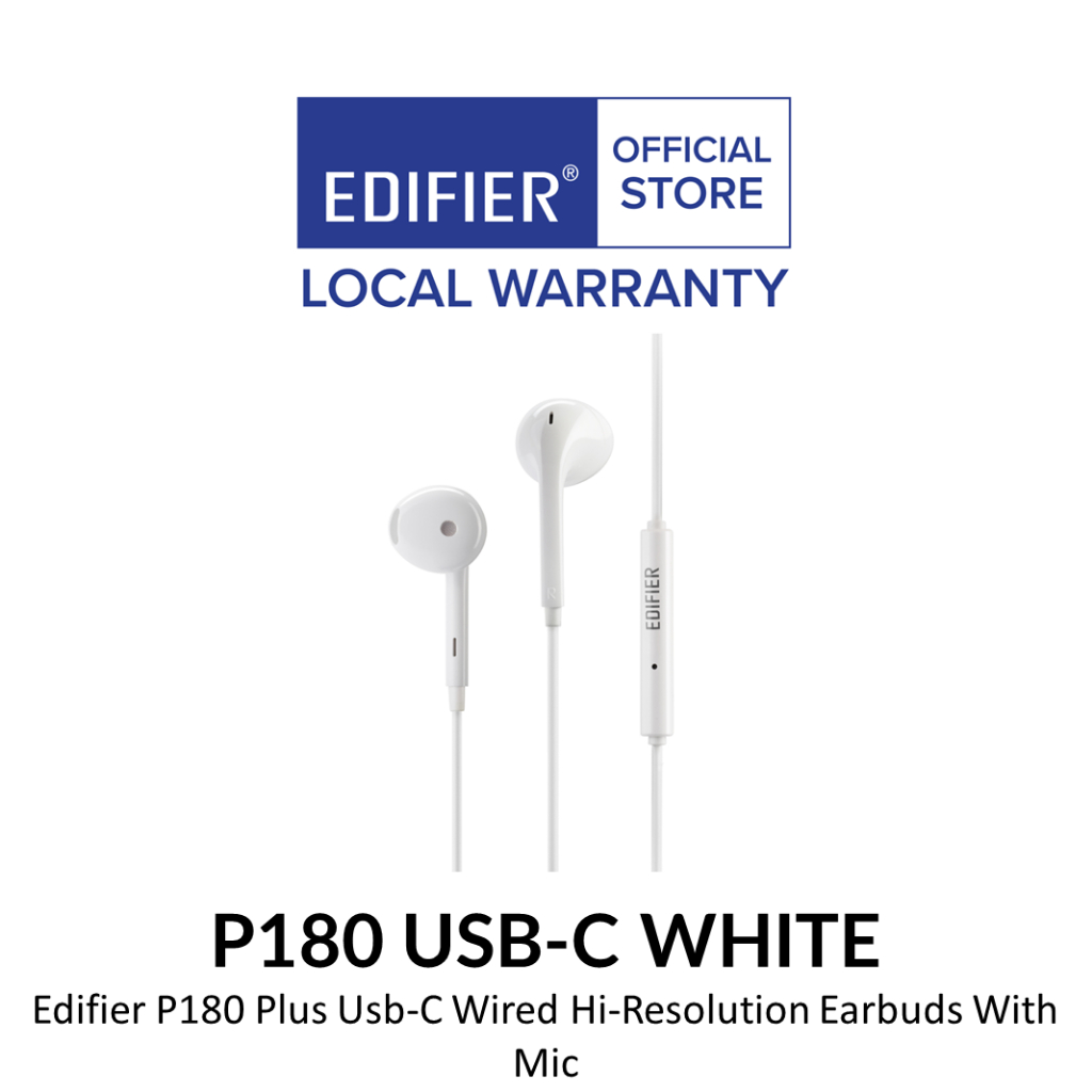 Edifier P180 Plus Usb-C Wired Hi-Resolution Earbuds With Microphone ...