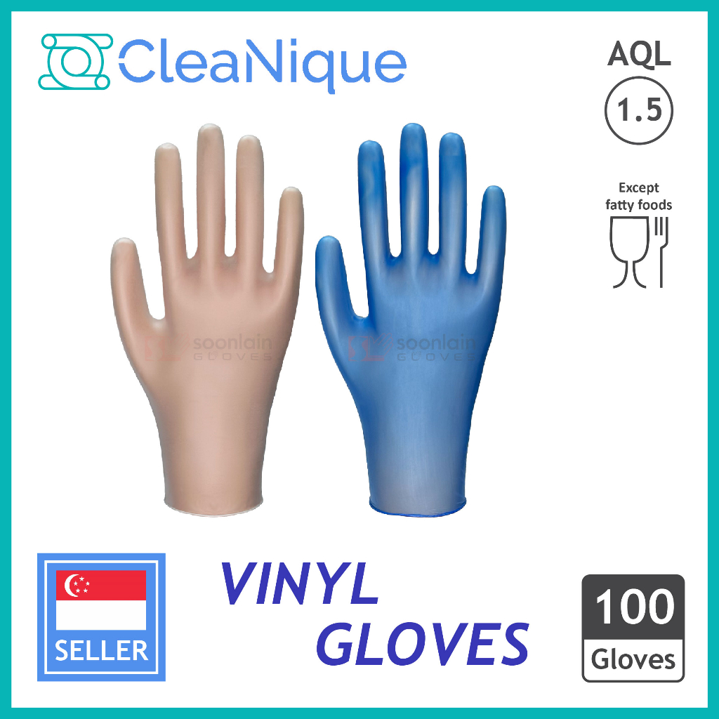 CleaNique Disposable Vinyl Gloves Food Grade Kitchen Baking Cooking
