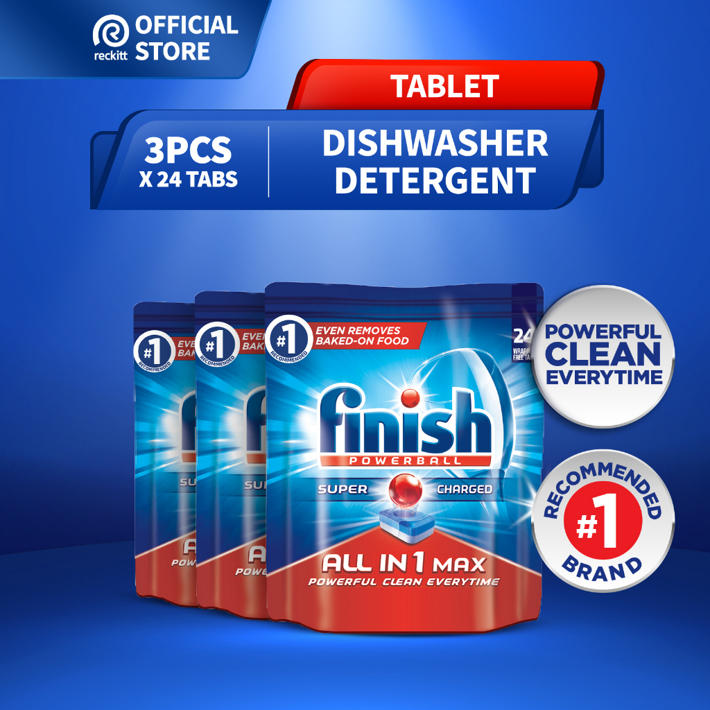 [Bundle of 3] Finish All In One Max PowerBall Dishwasher Tablets 24s