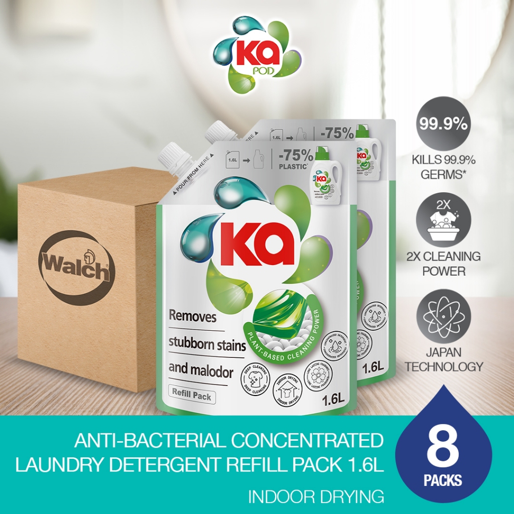 Ka Antibacterial Concentrated Laundry Liquid Detergent Refill 1.6L x 8